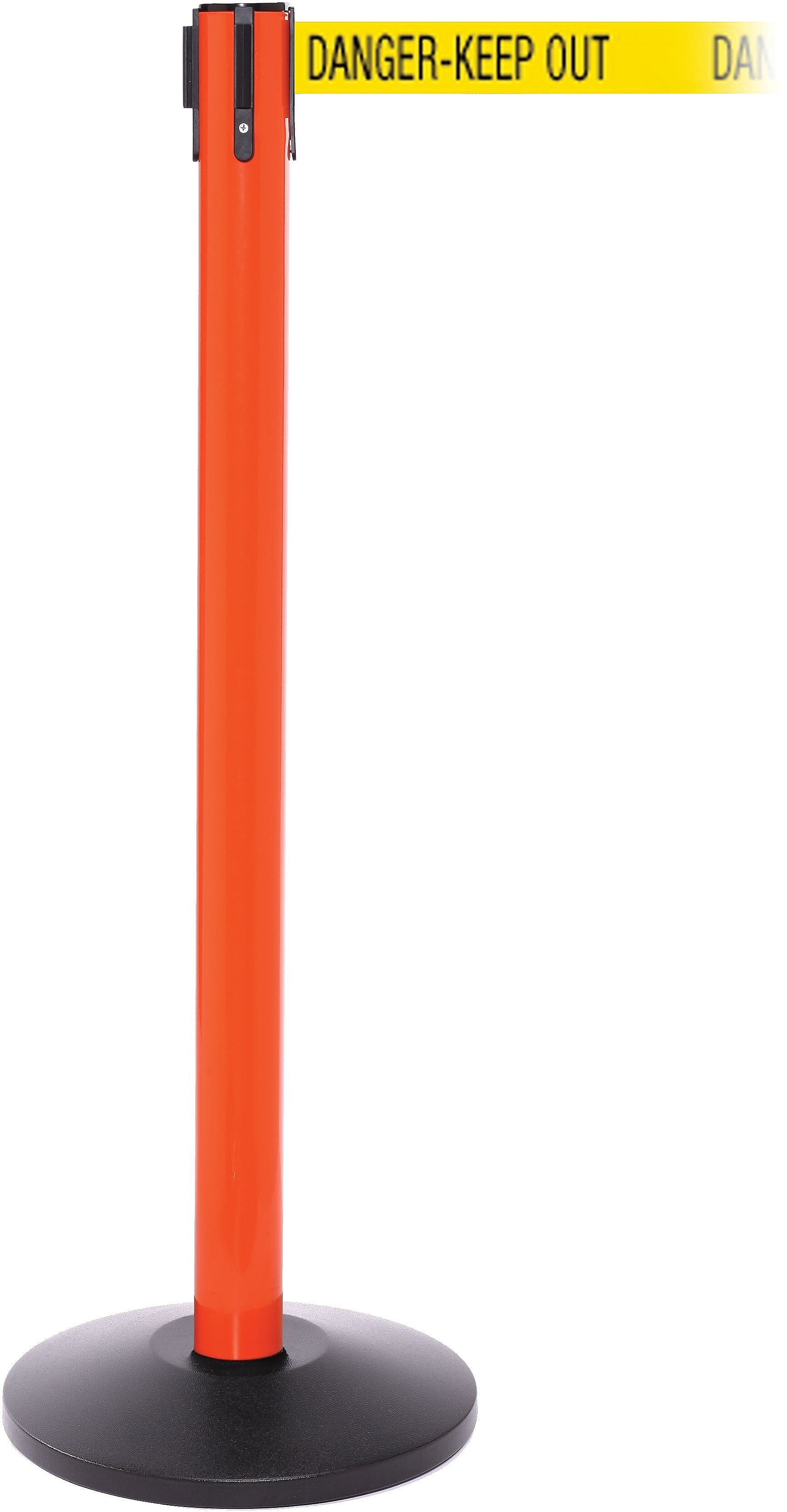 SafetyPro 250 Orange Retractable Belt Barrier with 11' Yellow/Black DANGER Belt