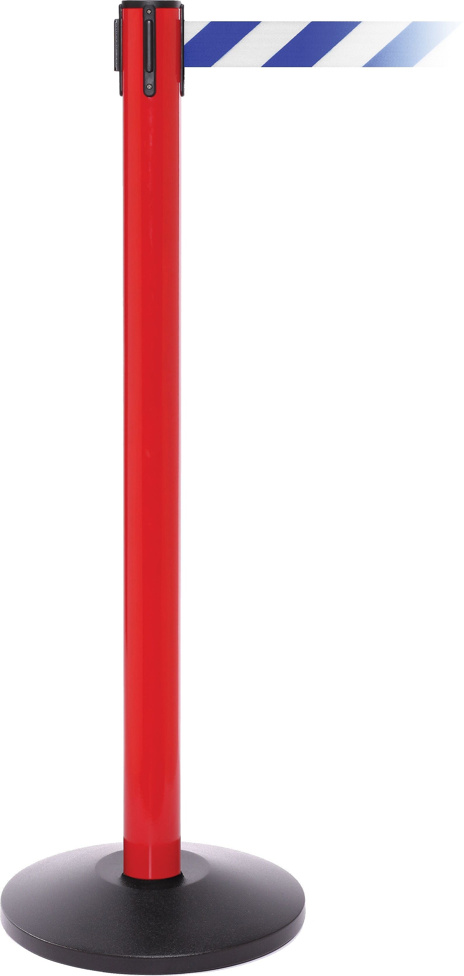 SafetyPro 250 Red Retractable Belt Barrier with 11' Blue/White Belt
