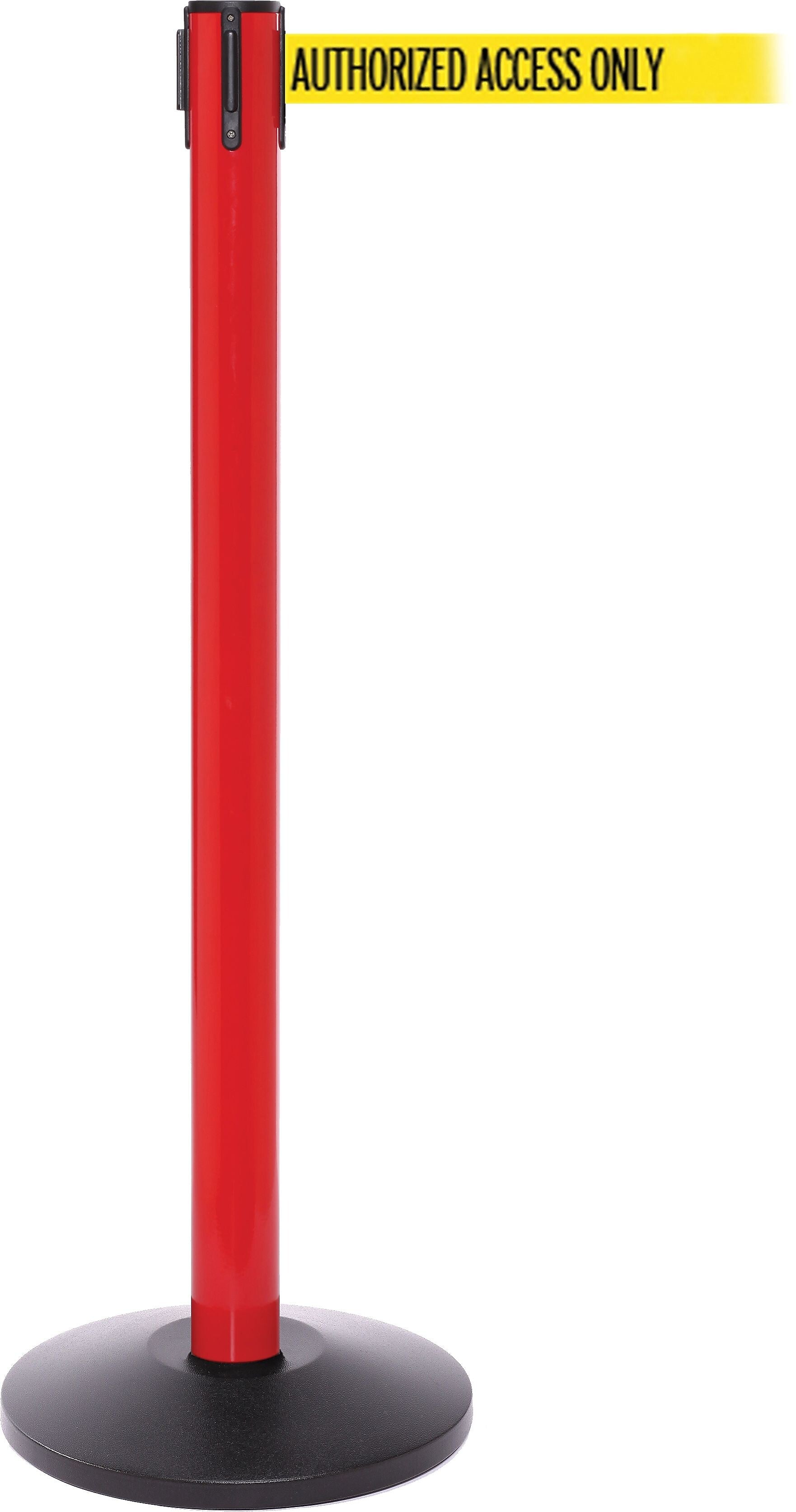 SafetyPro 250 Red Retractable Belt Barrier with 11' Yellow/Black AUTHORIZED Belt