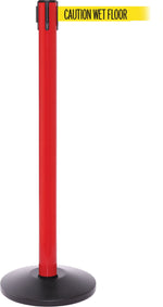 SafetyPro 250 Red Retractable Belt Barrier with 11' Yellow/Black WET FLOOR Belt