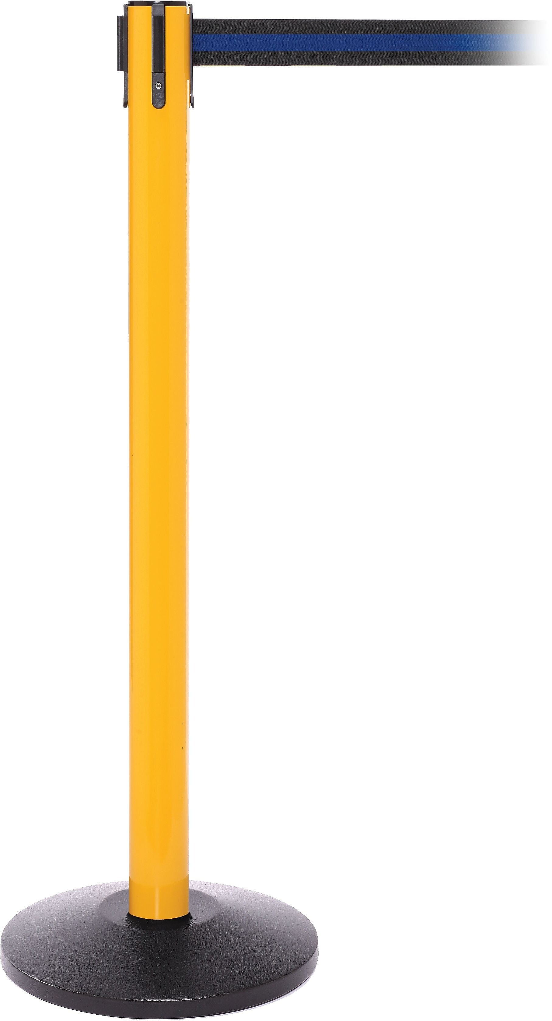 SafetyPro 250 Yellow Retractable Belt Barrier with 11' Black/Blue Belt