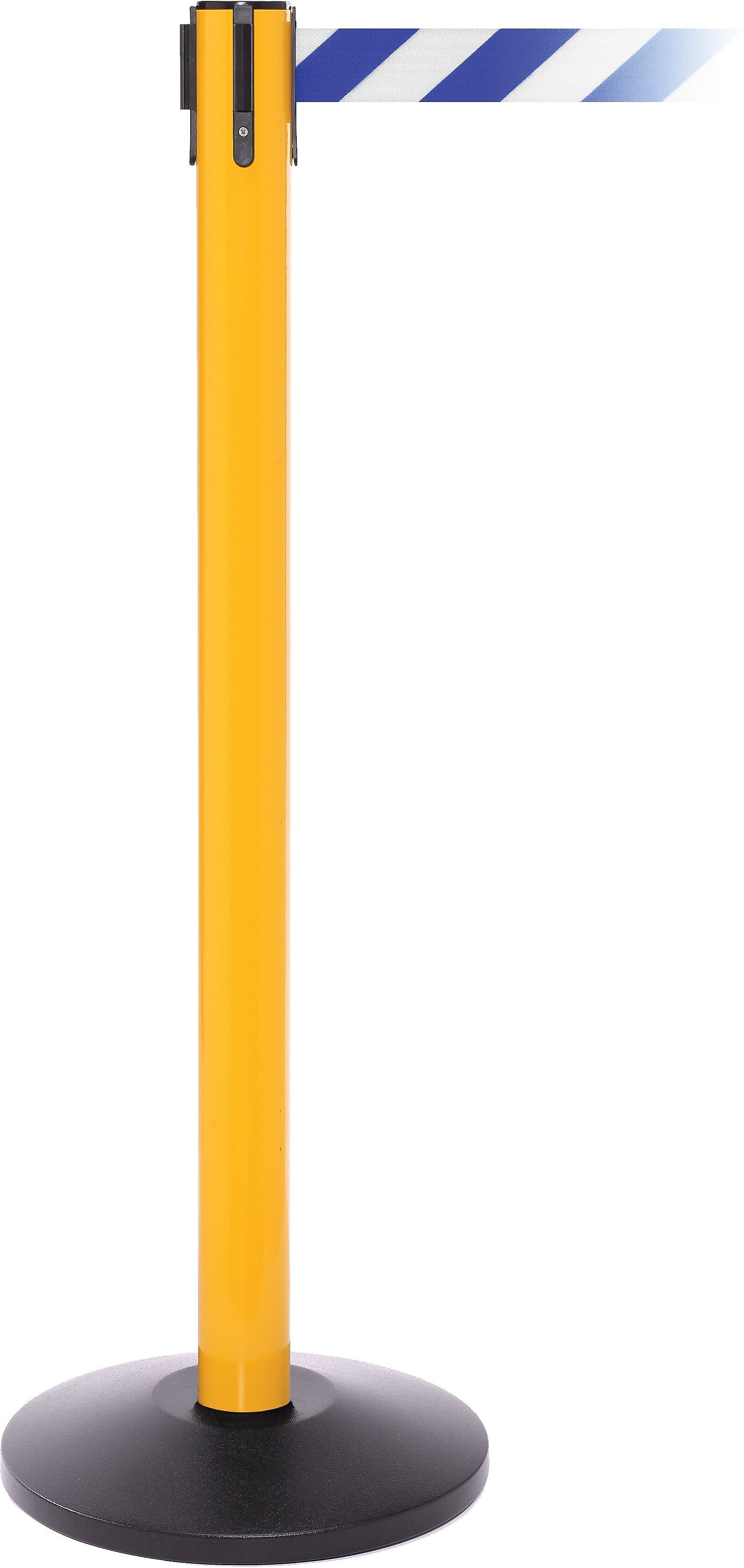SafetyPro 250 Yellow Retractable Belt Barrier with 11' Blue/White Belt