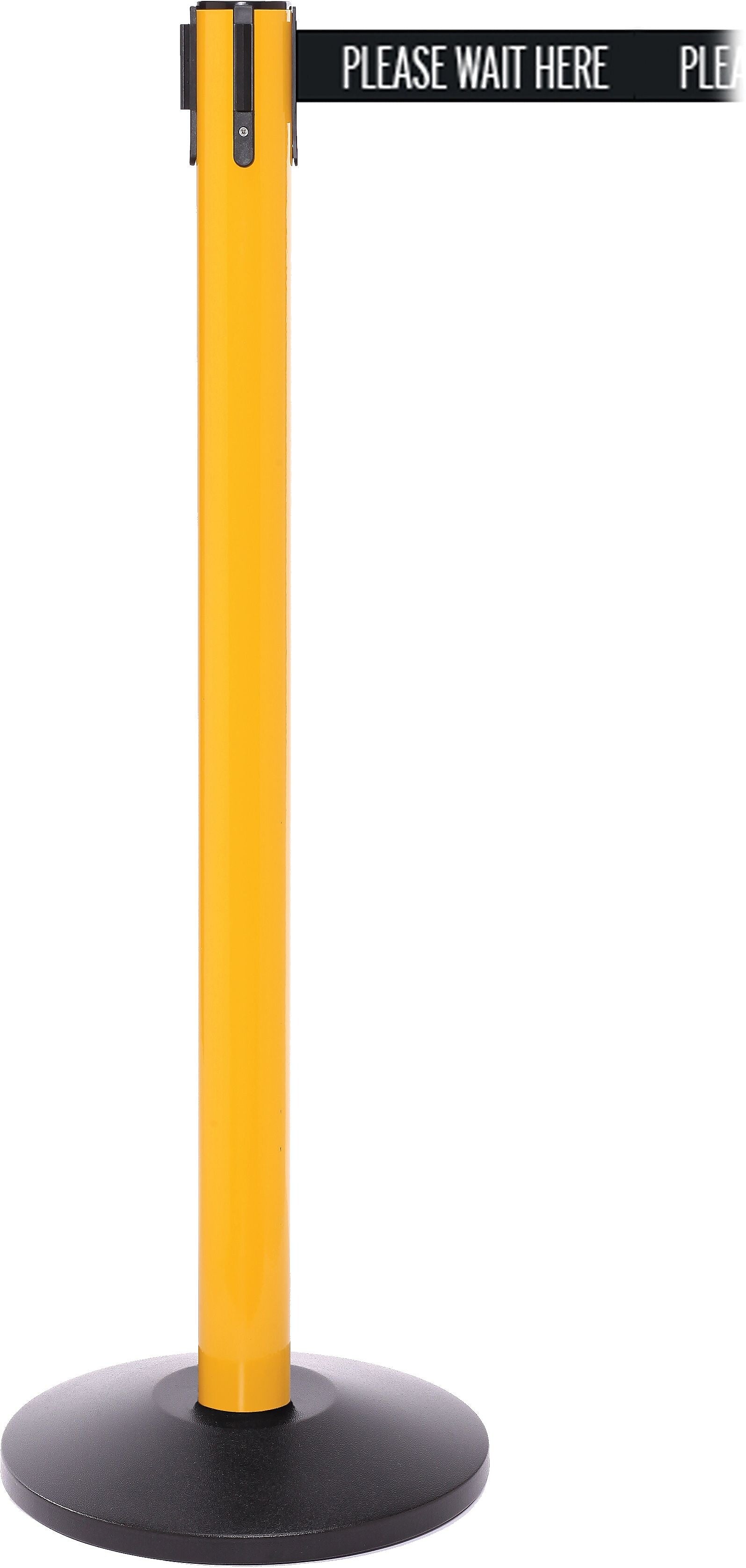 SafetyPro 250 Yellow Retractable Belt Barrier with 11', PLEASE WAIT HERE (SPRO250Y-BWWH)
