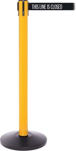 SafetyPro 250 Yellow Retractable Belt Barrier with 11', THIS LINE IS CLOSED (SPRO250Y-BWLC)