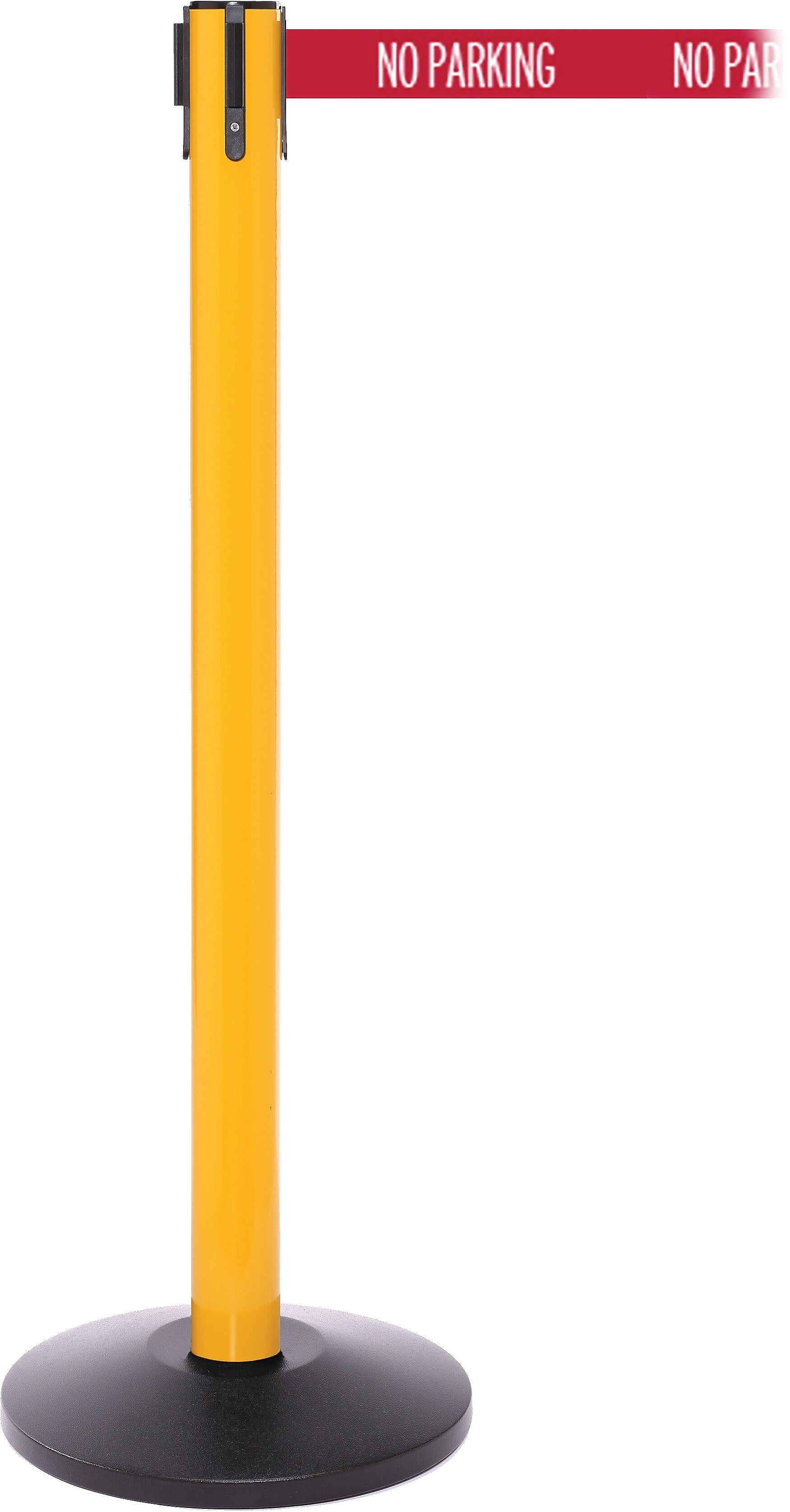 SafetyPro 250 Yellow Retractable Belt Barrier with 11' Red/White NO PARKING Belt