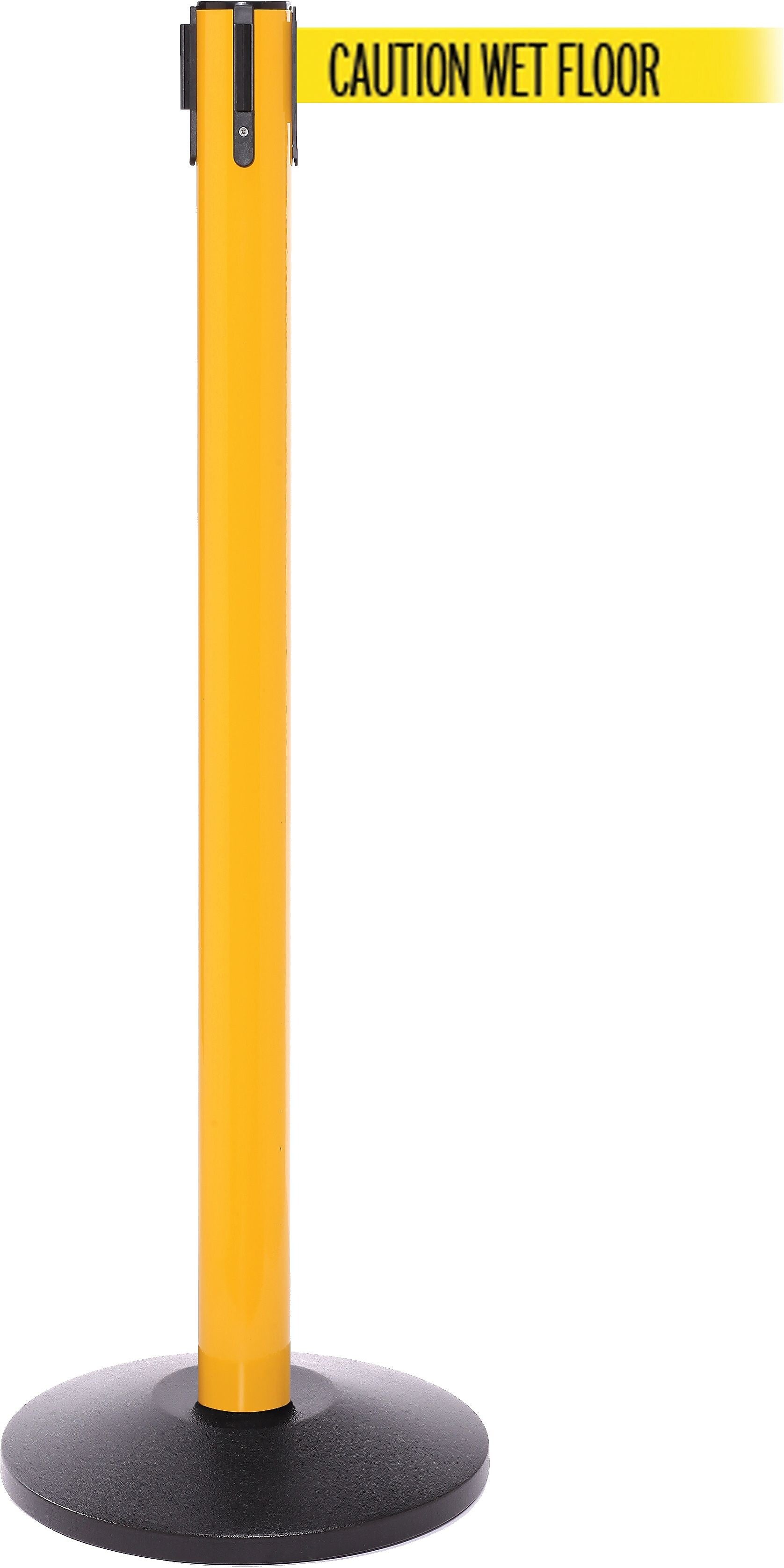 SafetyPro 250 Yellow Retractable Belt Barrier with 11' Yellow/Black WET FLOOR Belt
