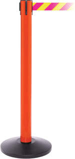 SafetyPro 300 Orange Stanchion Barrier Post with Retractable 16' Yellow/Magenta Belt