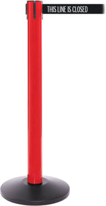 SafetyPro 300 Red Stanchion Barrier Post with Retractable 16' Black/White LINE Belt