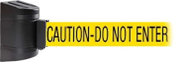 WallPro 300 Black Wall Mount Belt Barrier with 10' Yellow/Black CAUTION Belt (WP300B-YBC100)
