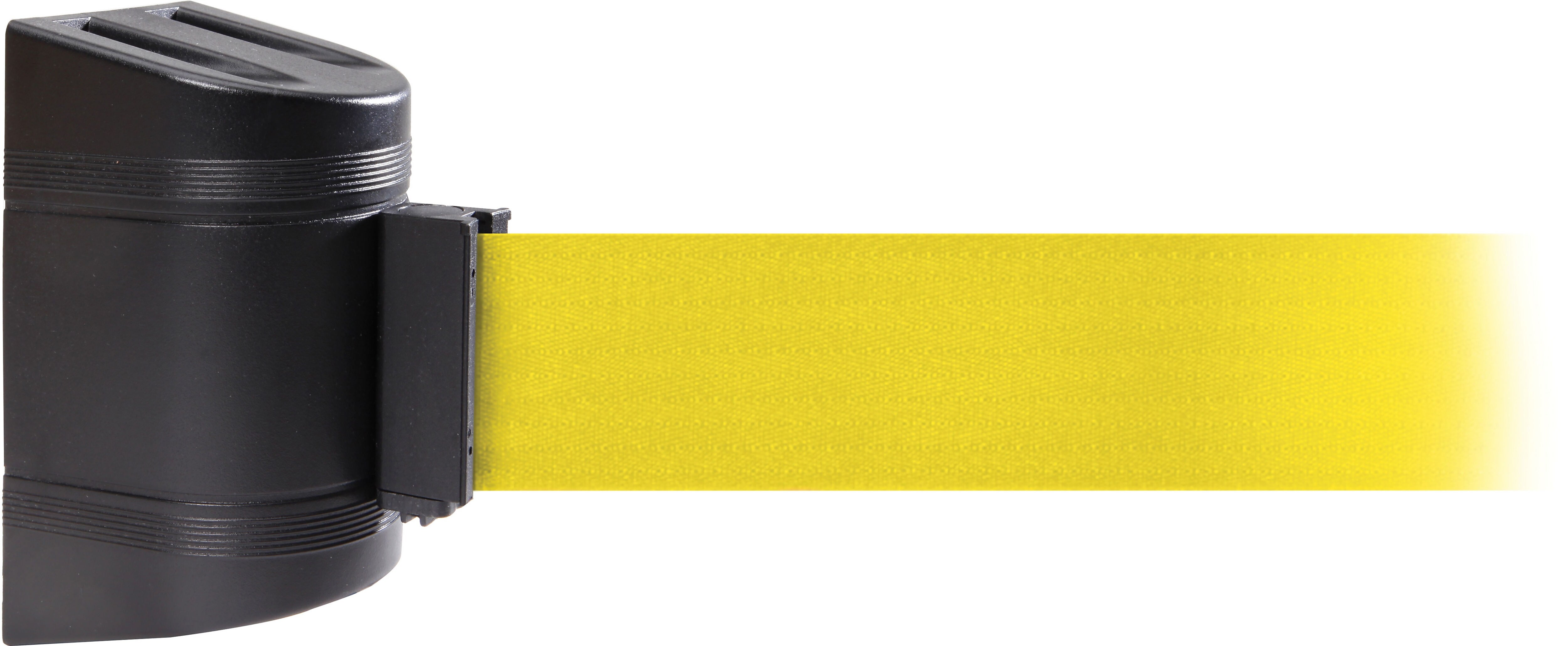 WallPro 300 Black Wall Mount Belt Barrier with 10' Yellow Belt (WP300B-YW100)