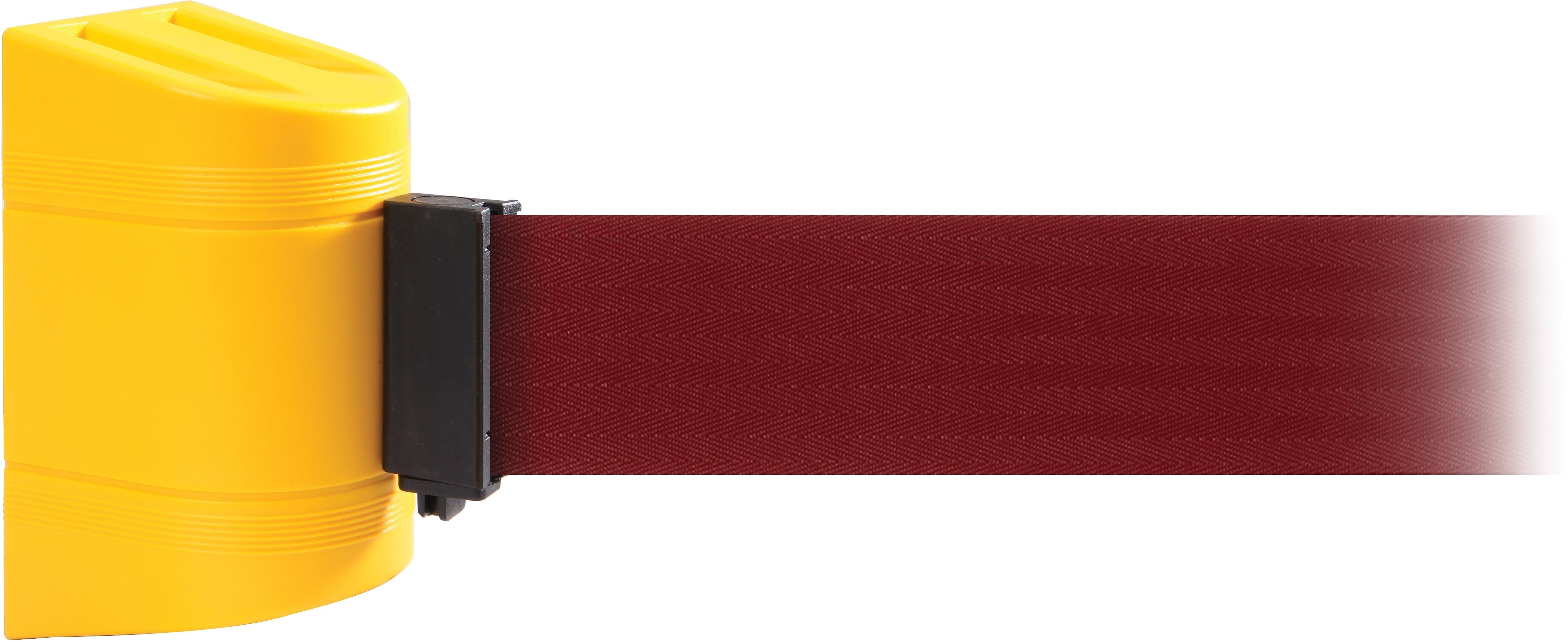 WallPro 300 Yellow Wall Mount Belt Barrier with 13' Maroon Belt
