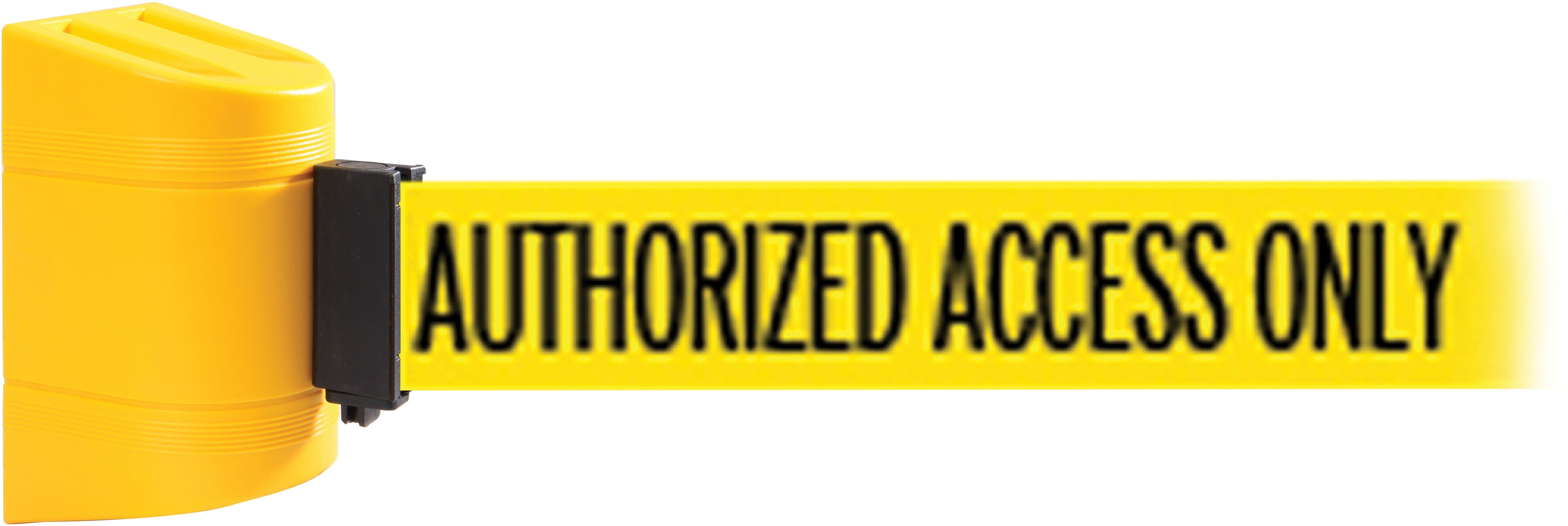WallPro 300 Yellow Wall Mount Belt Barrier with 13' Yellow/Black AUTHORIZED Belt