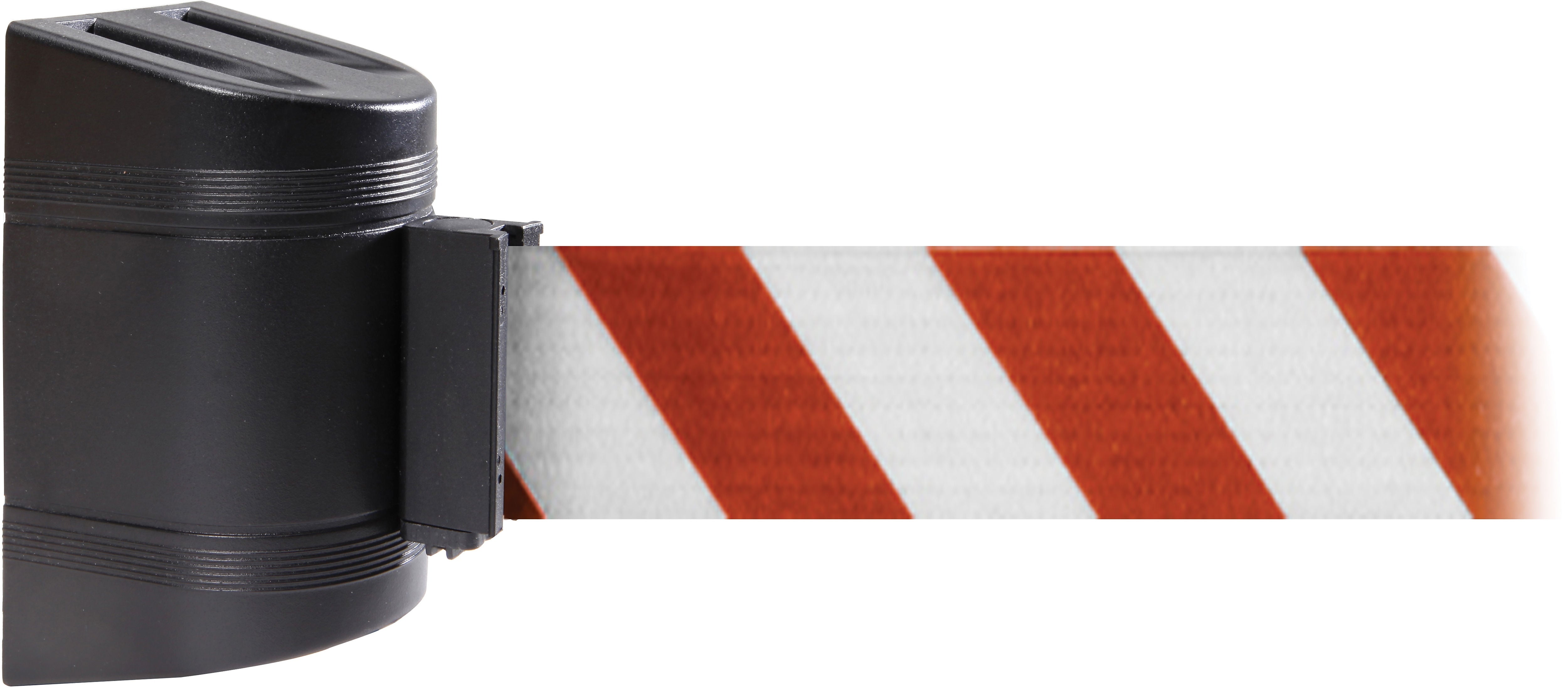 WallPro 450 Black Wall Mount Belt Barrier with 20' Red/White Belt (WP450B-RW200)