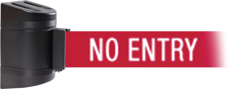 WallPro 450 Black Wall Mount Belt Barrier with 20' Red/White NO ENTRY Belt (WP450B-RWN200)