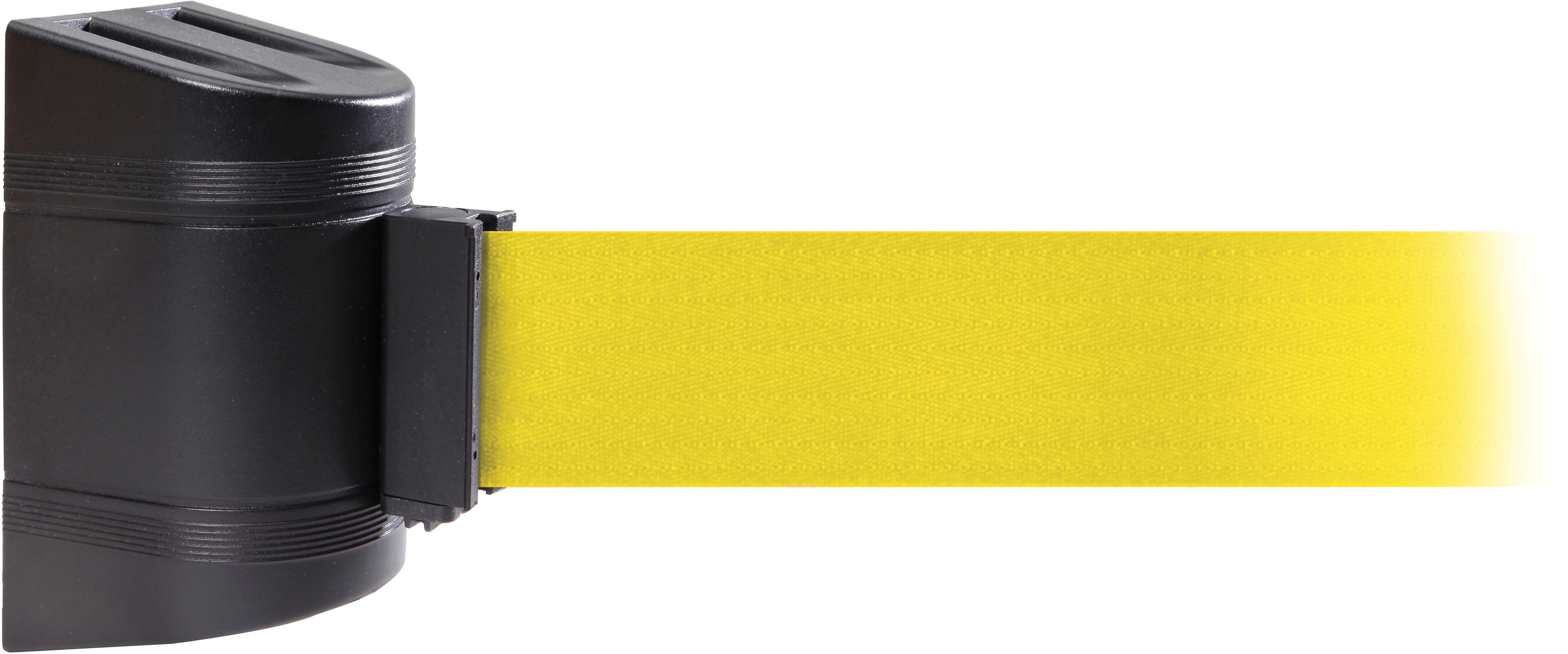 WallPro 450 Black Wall Mount Belt Barrier with 20' Yellow Belt (WP450B-YW200)