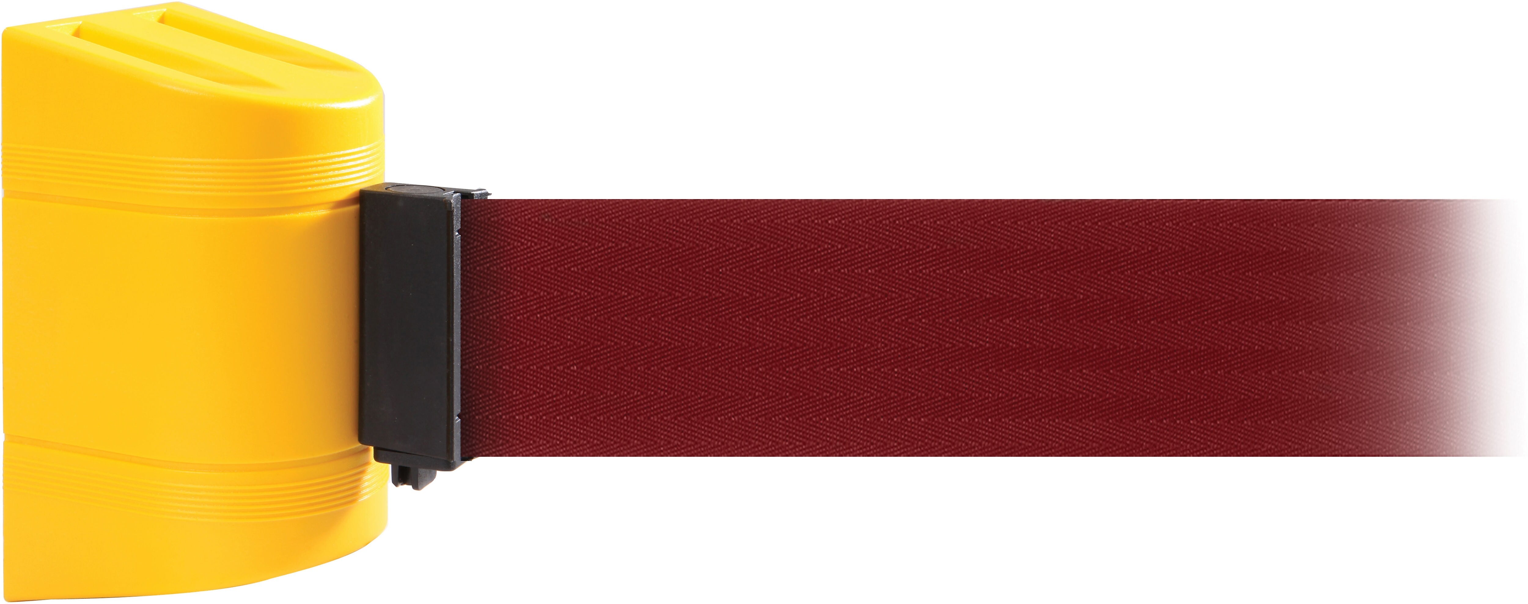 WallPro 450 Yellow Wall Mount Belt Barrier with 30' Maroon Belt