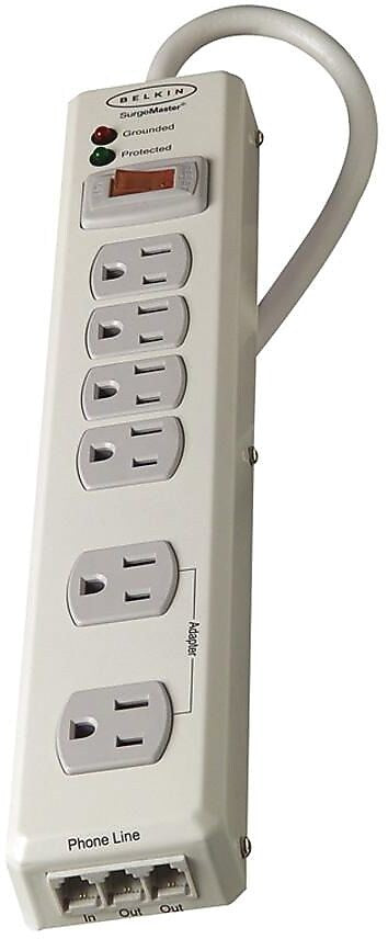 Belkin SurgeMaster 9 Outlet Basic Surge, 6' Cord, 1500 Joules (F9H620-06-MTL)