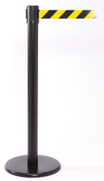 QPro 250 Black Retractable Belt Barrier with 11' Black/Yellow Belt (PRO250B-YB)