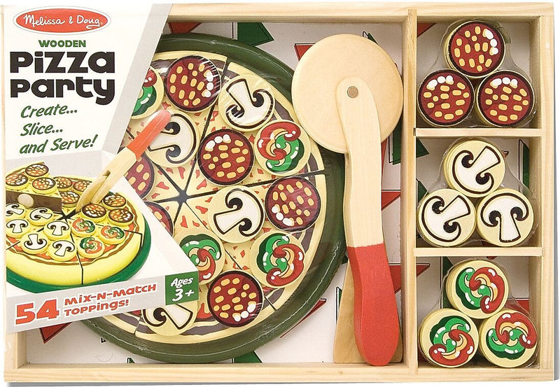 Melissa & Doug Wooden Pizza Party Play Food Set, 36 Pieces (167)