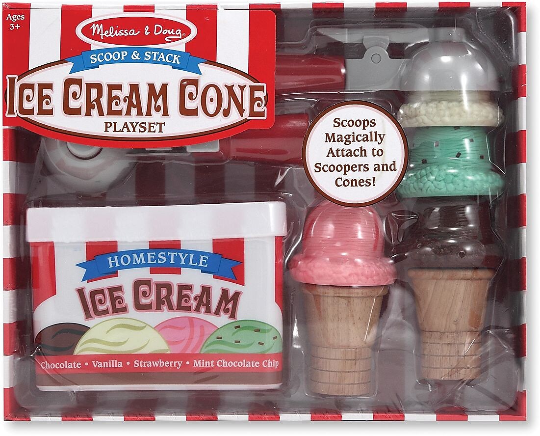 Melissa & Doug Scoop & Stack Ice Cream Cone Playset, 6/Pack (4087)