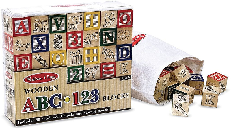 Melissa & Doug Wooden ABC/123 Blocks Set, 50 Piece  (1900)