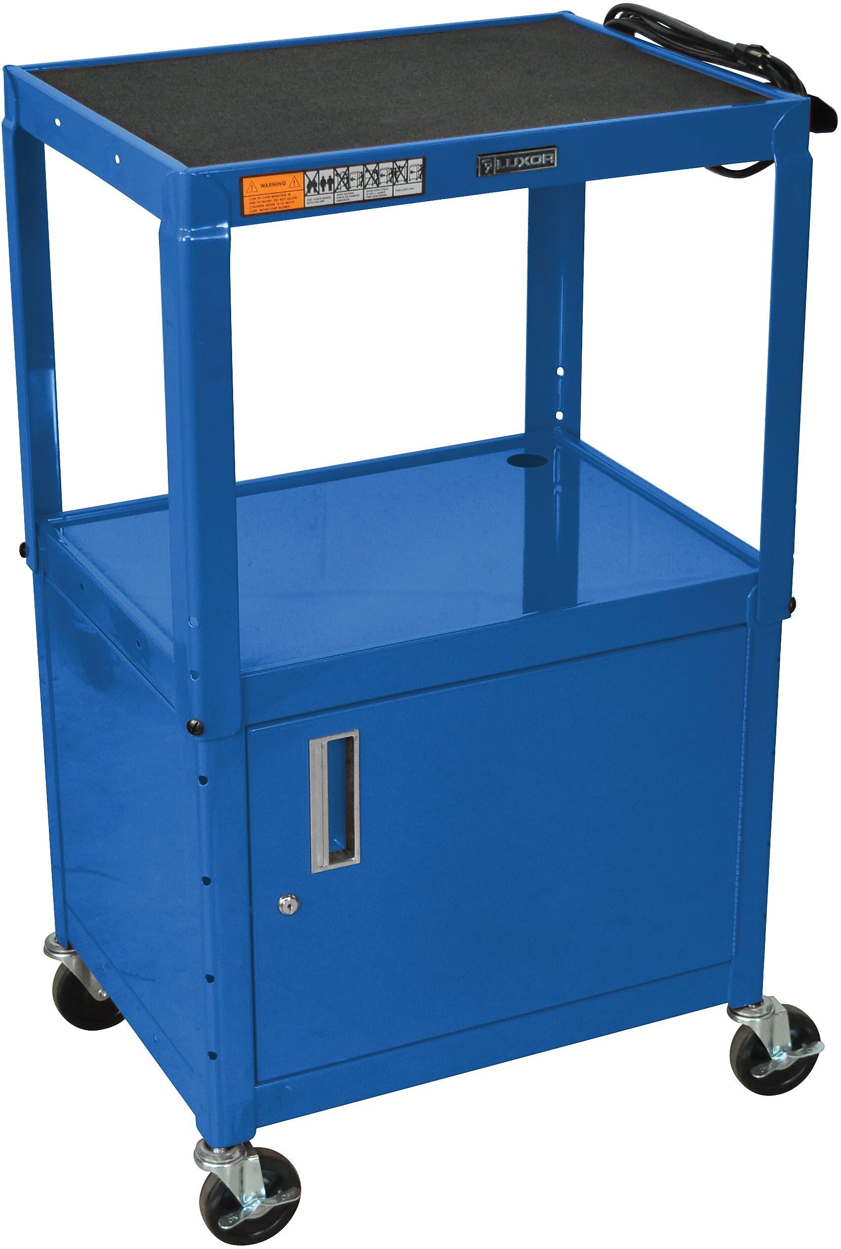 Luxor 2-Shelf Metal Mobile A/V Cart with Lockable Wheels, Royal Blue (AVJ42C-RB)