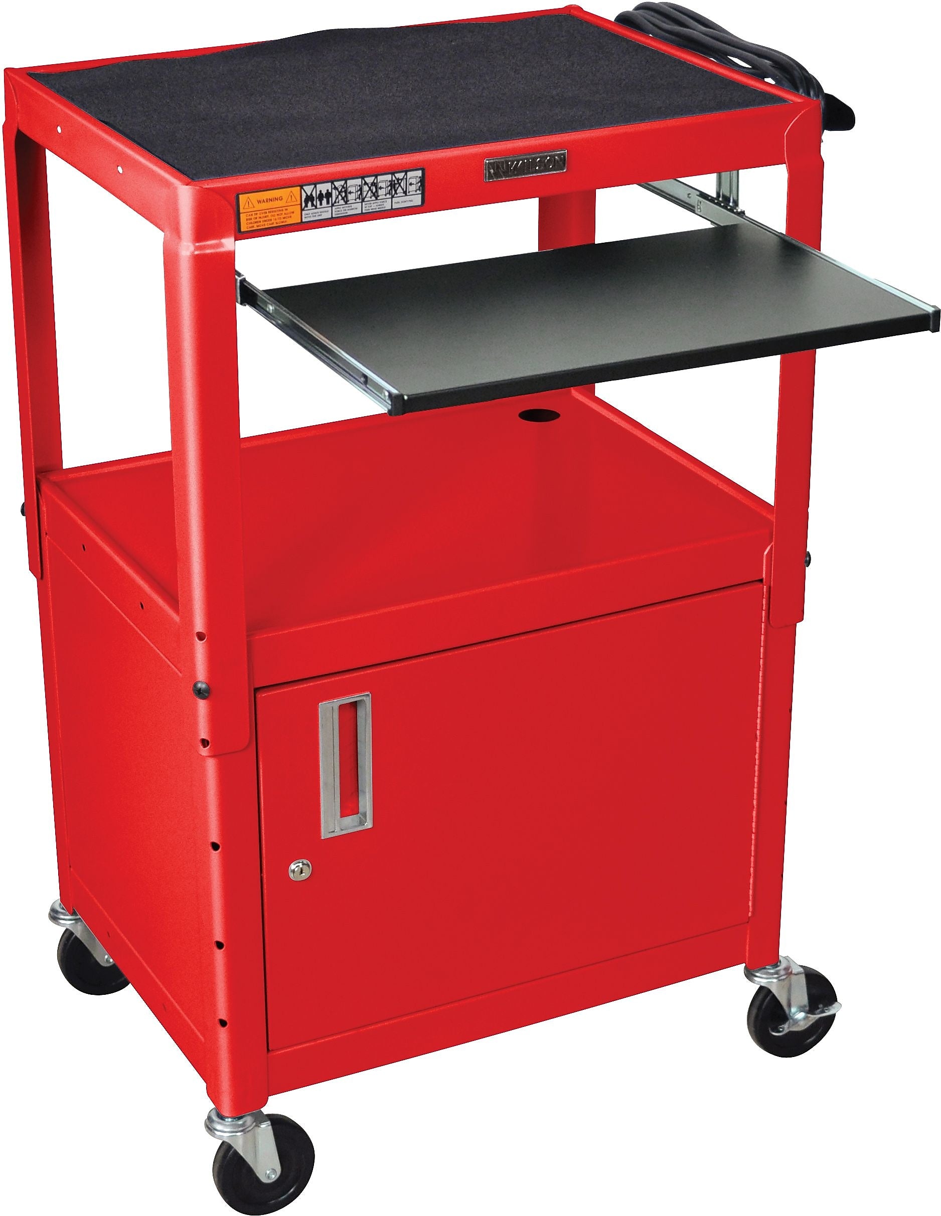 Luxor 2-Shelf Metal Mobile A/V Cart with Lockable Wheels, Red (AVJ42KBC-RD)