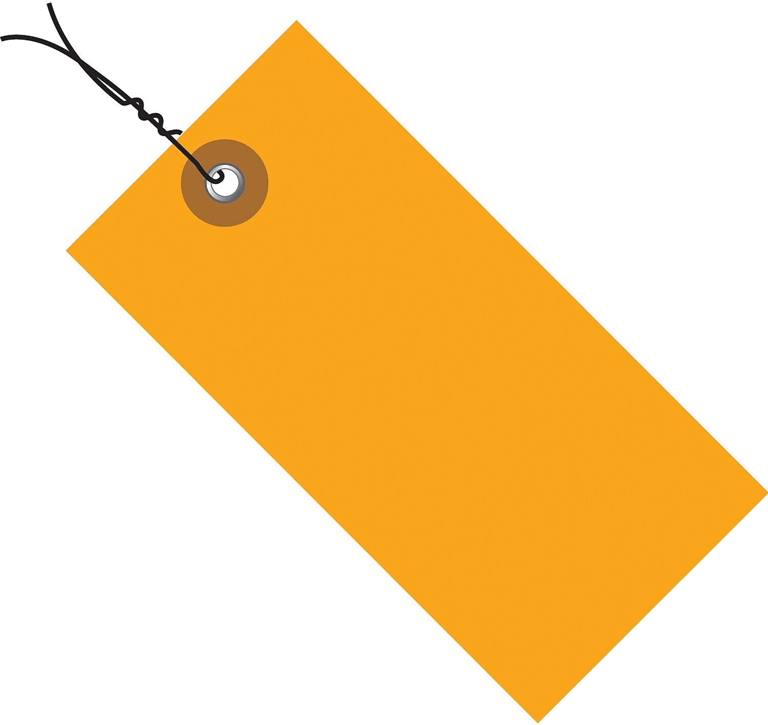 Tyvek® 6 1/4" x 3 1/8" Pre-Wired Shipping Tag, Orange, 100/Case