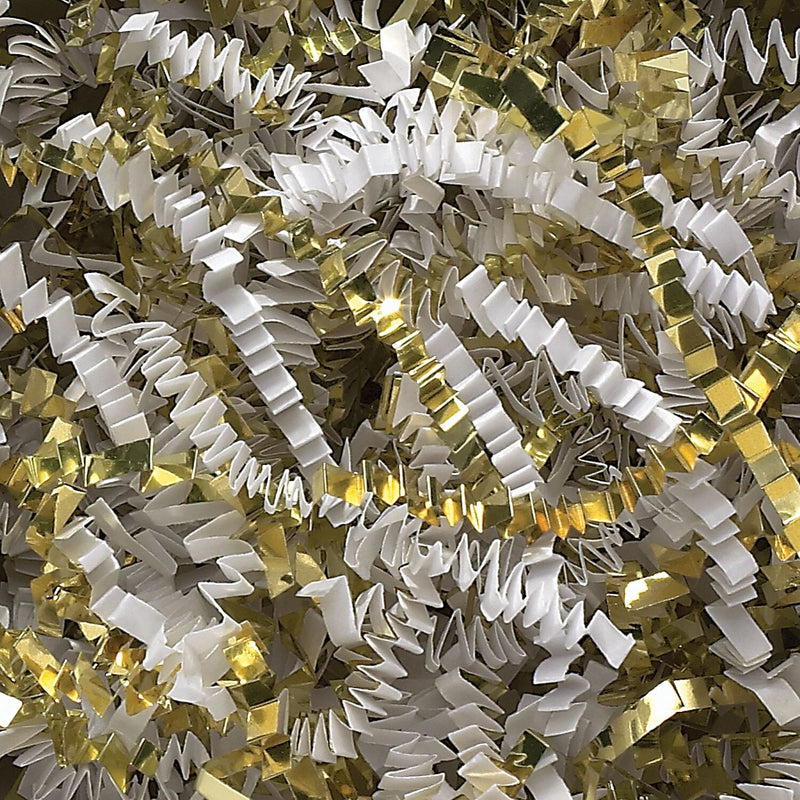 Partners Brand Crinkle Paper, 10 lbs., White/Gold Metallic Blend (CPB10EE)