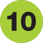 Tape Logic 2" Circle "10" Number Label, Fluorescent Green, 500/Roll