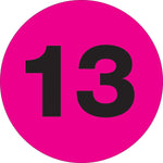 Tape Logic 2" Circle "13" Number Label, Fluorescent Pink, 500/Roll