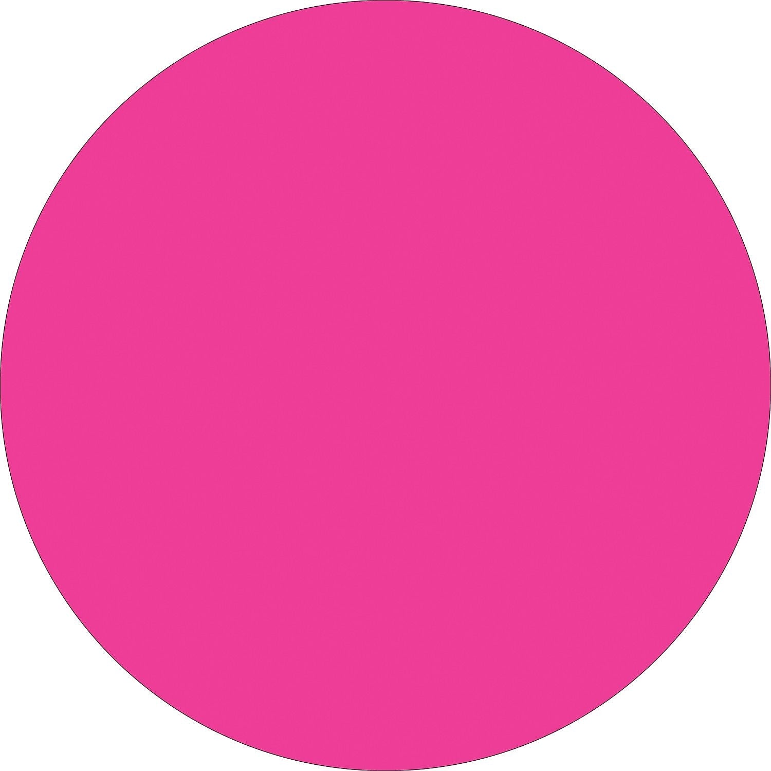 Tape Logic 1 1/2" Circle Inventory Label, Fluorescent Pink, 500/Roll