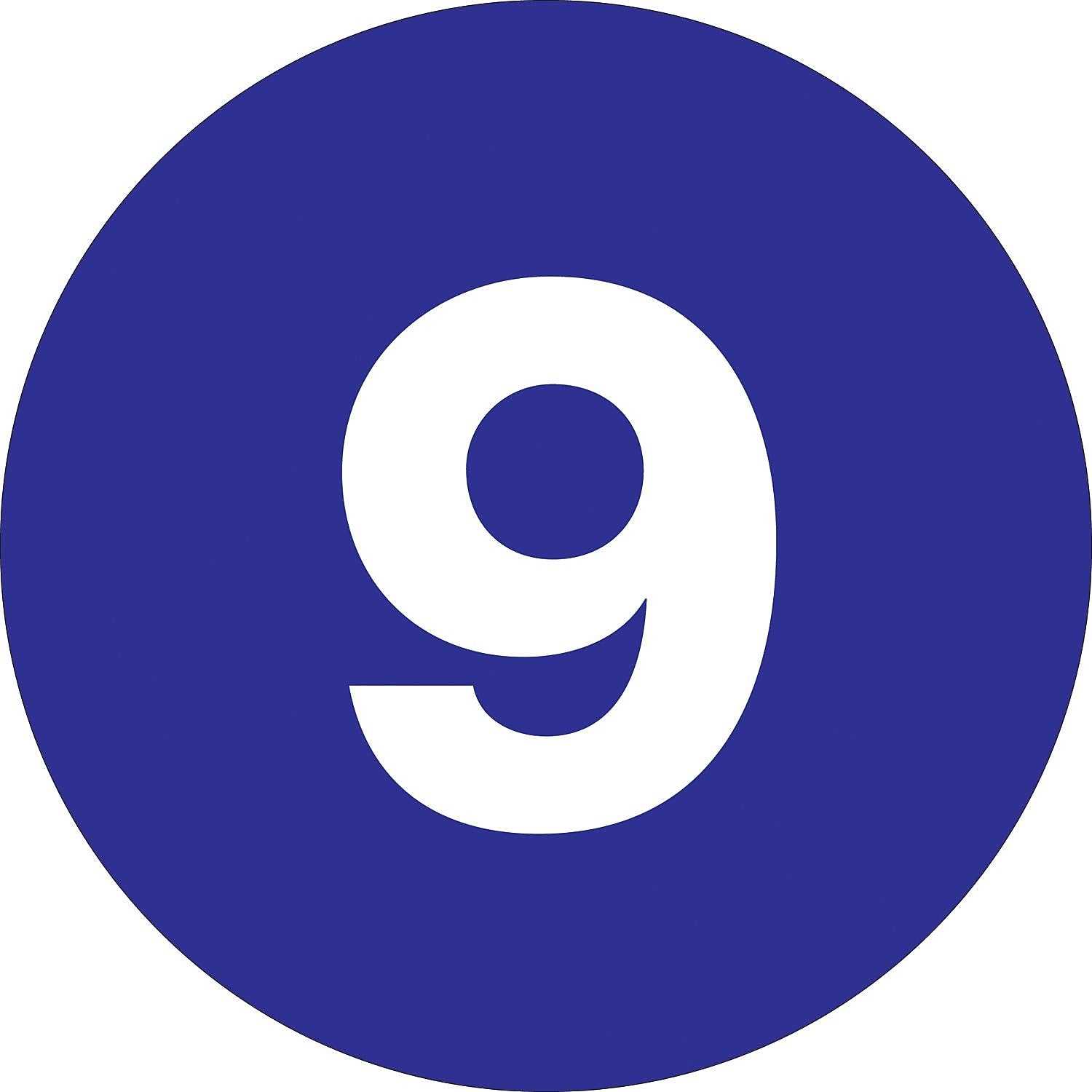 Tape Logic 2" Circle "9" Number Label, Dark Blue, 500/Roll