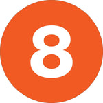 Tape Logic 2" Circle "8" Number Label, Orange, 500/Roll