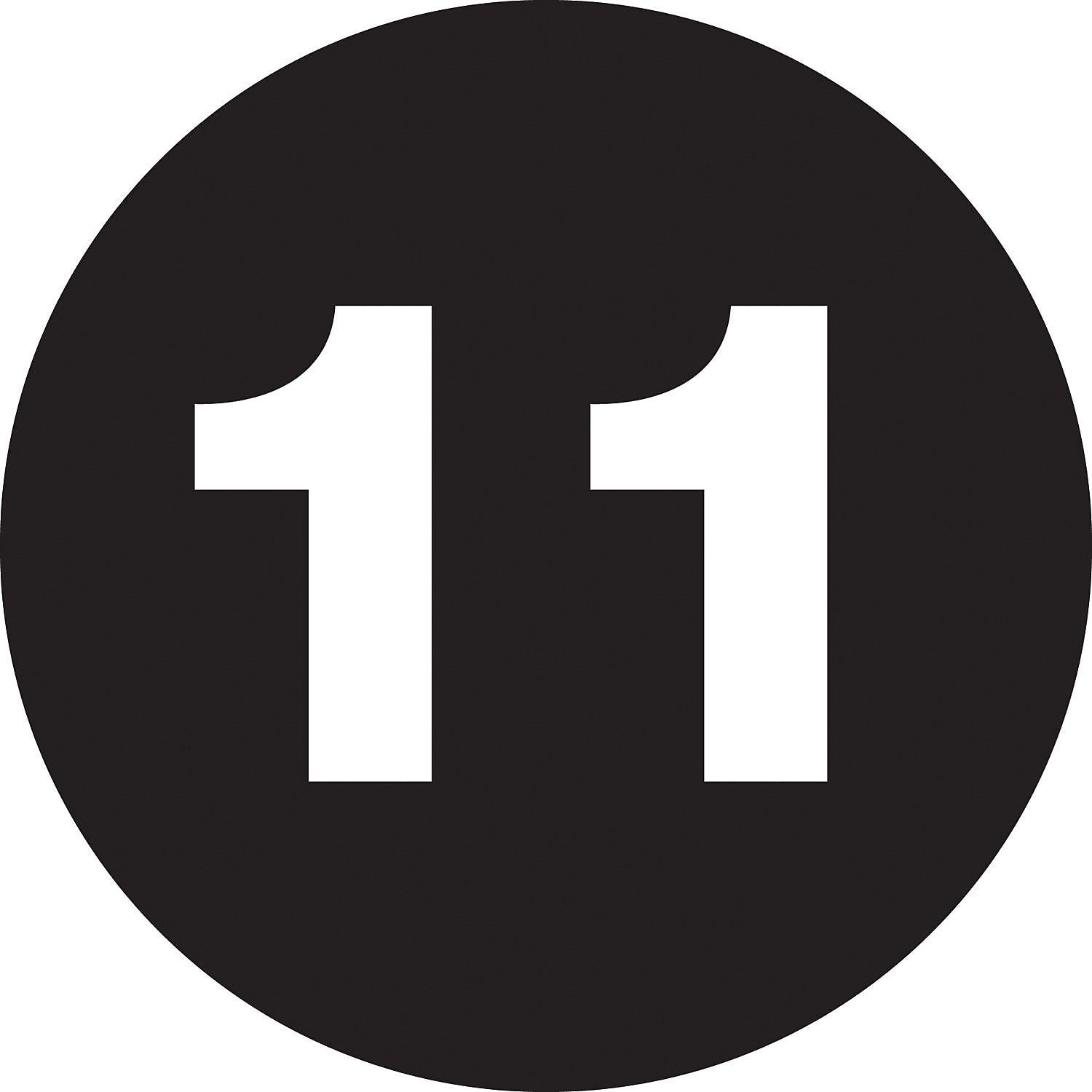 Tape Logic 2" Circle "11" Number Label, Black, 500/Roll