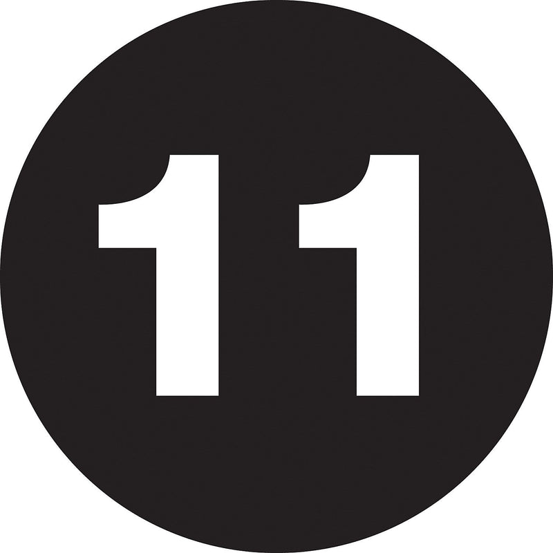 Tape Logic 2" Circle "11" Number Label, Black, 500/Roll