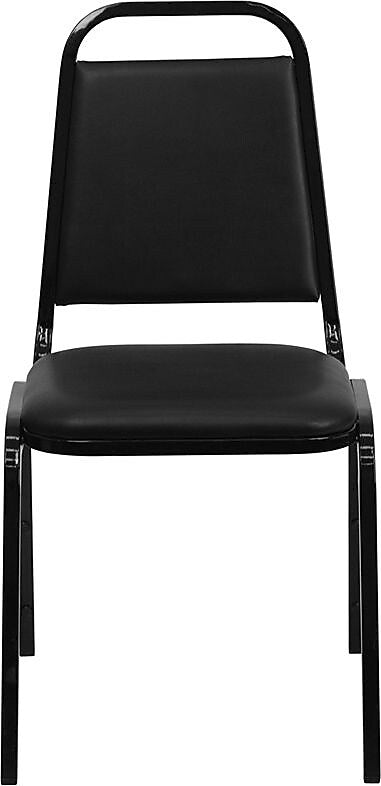 Flash Furniture HERCULES™ 18"H Vinyl Black Frame Trapezoidal Back Banquet Chair, Black, 20/Pack (20FDBHF2BKVYL)