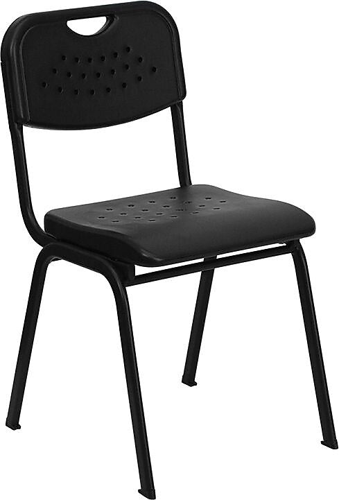Flash Furniture HERCULES™ Plastic Powder Coated Frame Stack Chair, Black, 12/Pack