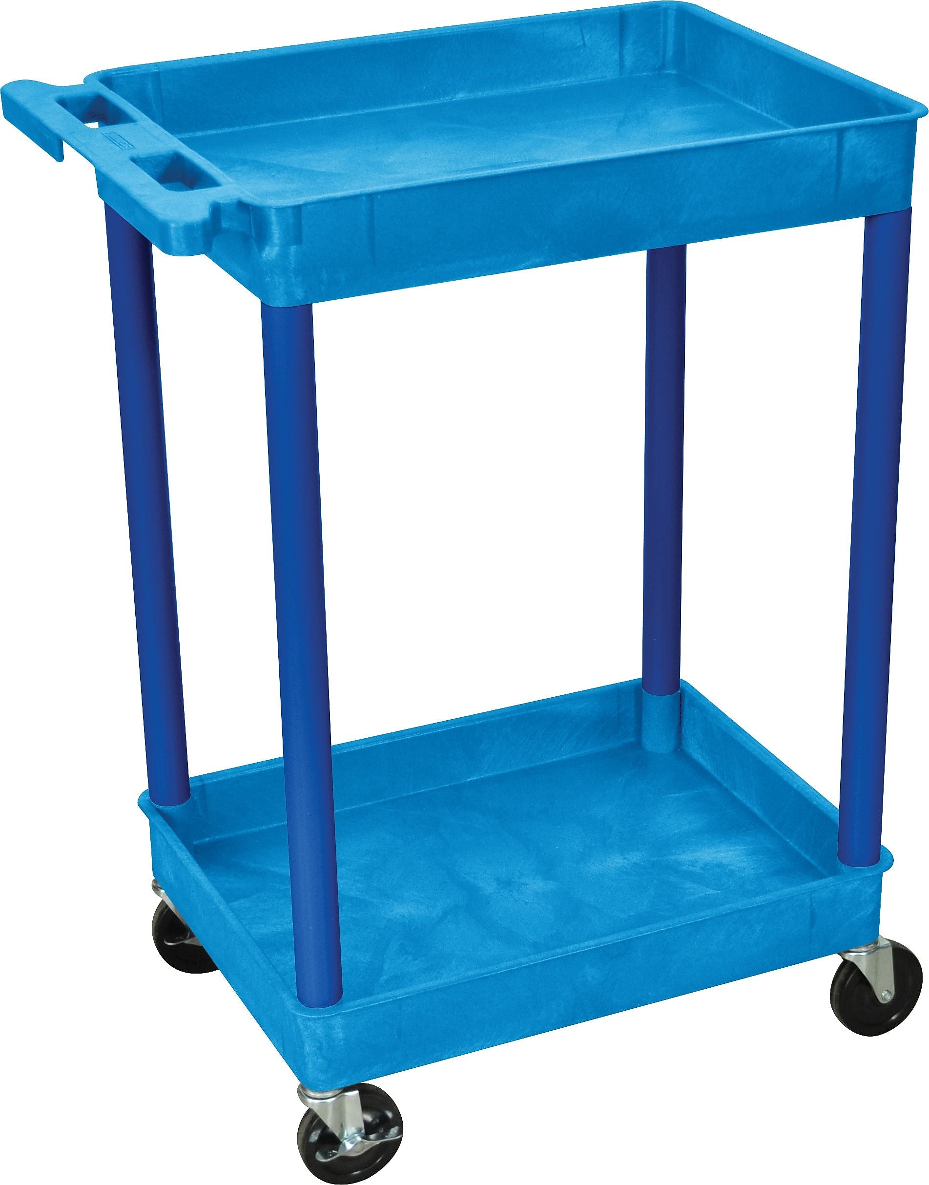 Luxor STC Series 2-Shelf Polyethylene Mobile Utility Cart with Lockable Wheels, Blue (BUSTC11BU)