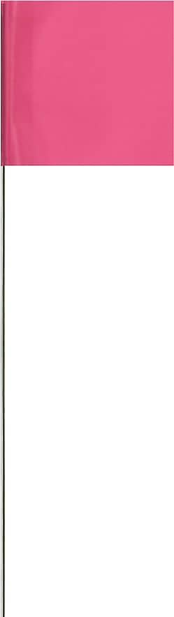 Presco 21"(L) x 3"(W) x 2"(H) Stake Flag, Pink Glo, 100/Pack