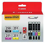 Canon 250/251 Black/Cyan/Magenta/Yellow Standard Yield Ink Cartridges w/ Photo Paper, 4/Pack   (6497B004)