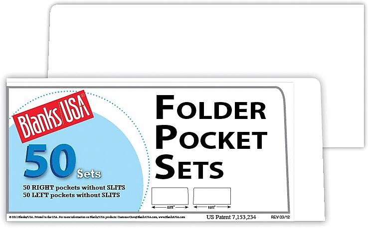 Blanks/USA® 8 7/8" x 4" 10 Pt. Folder With Two Pocket, Cast Coat White, 50/Pack