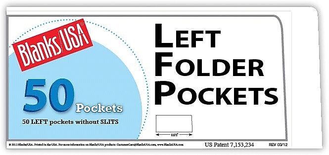 Blanks/USA® 8 7/8" x 4" 80 lbs. Gloss Cover Left Folder With One Pocket, White, 50/Pack