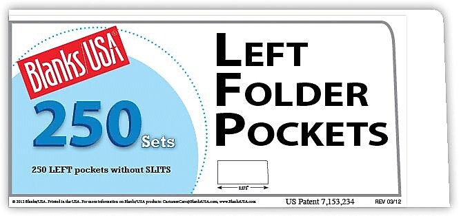 Blanks/USA® 8 7/8" x 4" 80 lbs. Gloss Cover Left Folder With One Pocket, White, 250/Pack