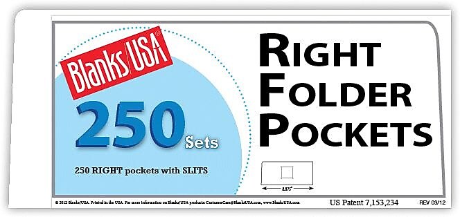 Blanks/USA® 8 7/8" x 4" 80 lbs. Matte Cover Right Folder With One Pocket, White, 250/Pack