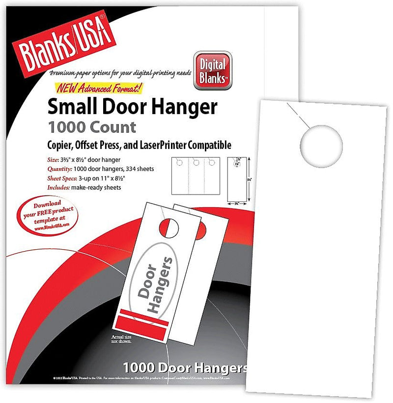 Blanks/USA® 3.67" x 8 1/2" 80 lbs. Digital Gloss Cover Door Hanger, White, 334/Pack