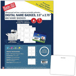 Blanks/USA® 3 1/2" x 2 3/4" Digital Name Tag, White, 100/Pack