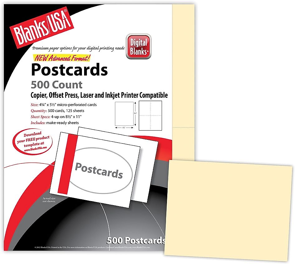 Blanks/USA® Bristol Digital Postcard, 5 1/2" x 4 1/4", Ivory, 125/Pack