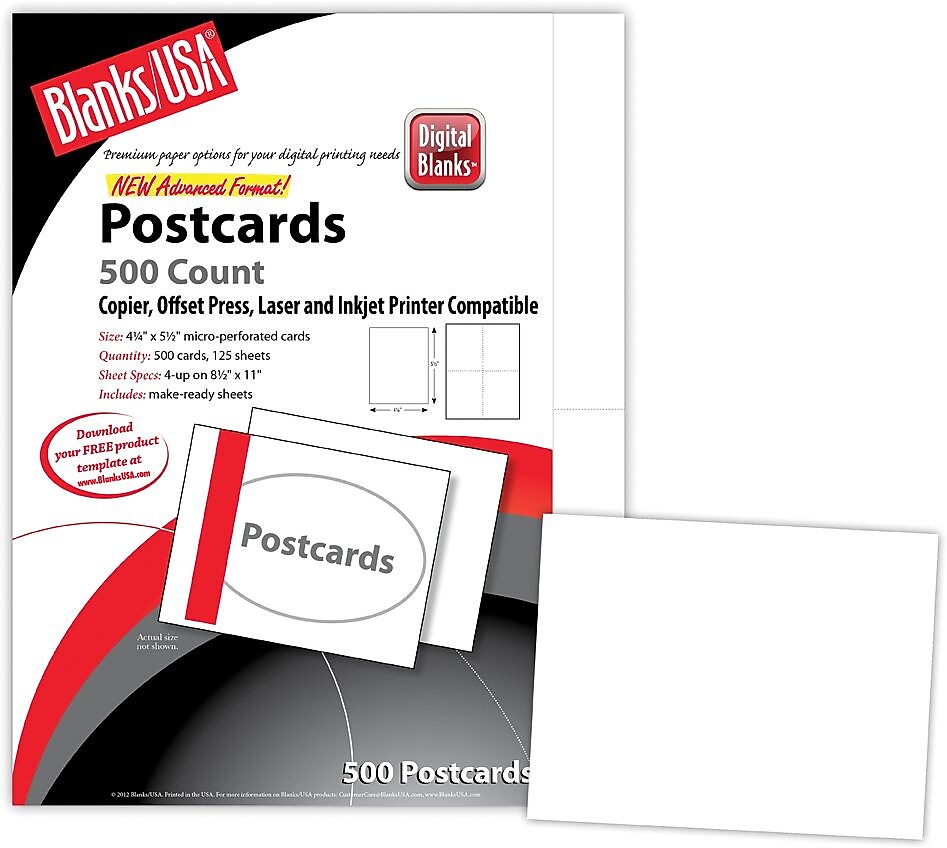 Blanks/USA® Timberline Digital Postcard, 5 1/2" x 4 1/4", Birch White, 125/Pack