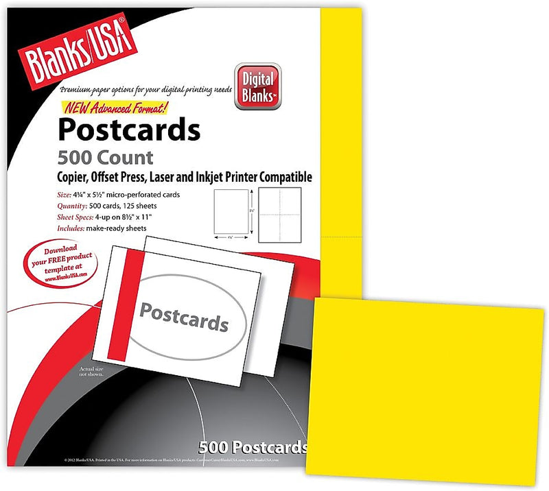 Blanks/USA® Timberline Digital Postcard, 5 1/2" x 4 1/4", Sunfish Yellow, 125/Pack